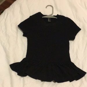 Black Ruched Peplum Top Forever 21